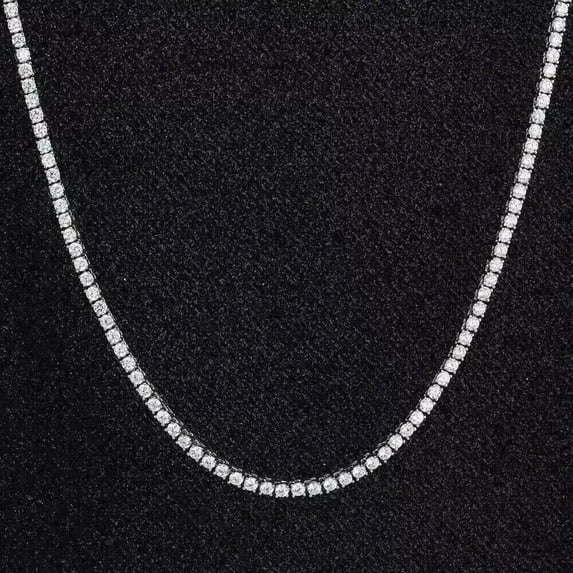 3MM Lab Created Diamond Women's Tennis Necklace Chain 14k White Gold Plated 18".