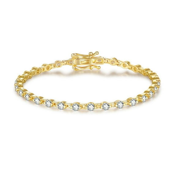 3MM Moissanite Tennis Bracelet S925 Sterling Silver Diamond Bracelets for Women Men D Color VVS1 Round Cut Gold Tennis Bracelet 6.5-8.5 Inch