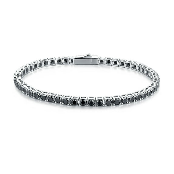 3MM Moissanite Tennis Bracelets for Men Women D Color VVS1 Mens Black Bracelet 18K White Gold Plated 925 Sterling Silver Moissanite Bracelet Men Jewelry 19-21CM