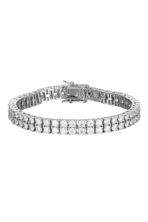 3MM Moissanite Tennis Bracelets for Women Double Row Womens Diamond Bracelet White Gold Plated Silver Diamond Bracelet for Wedding Bracelets for Brides