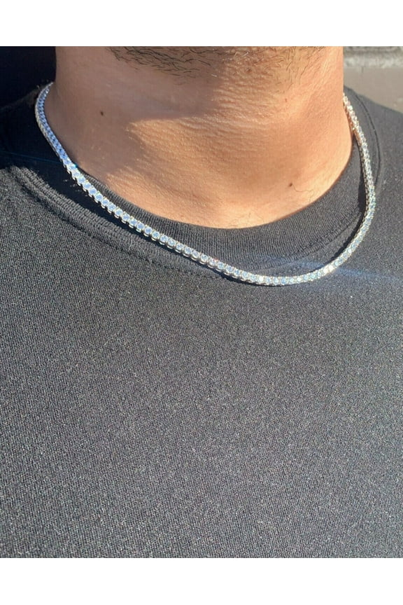 3MM Round Cut Lab Created Diamond Tennis Necklace 14k White Gold Plated