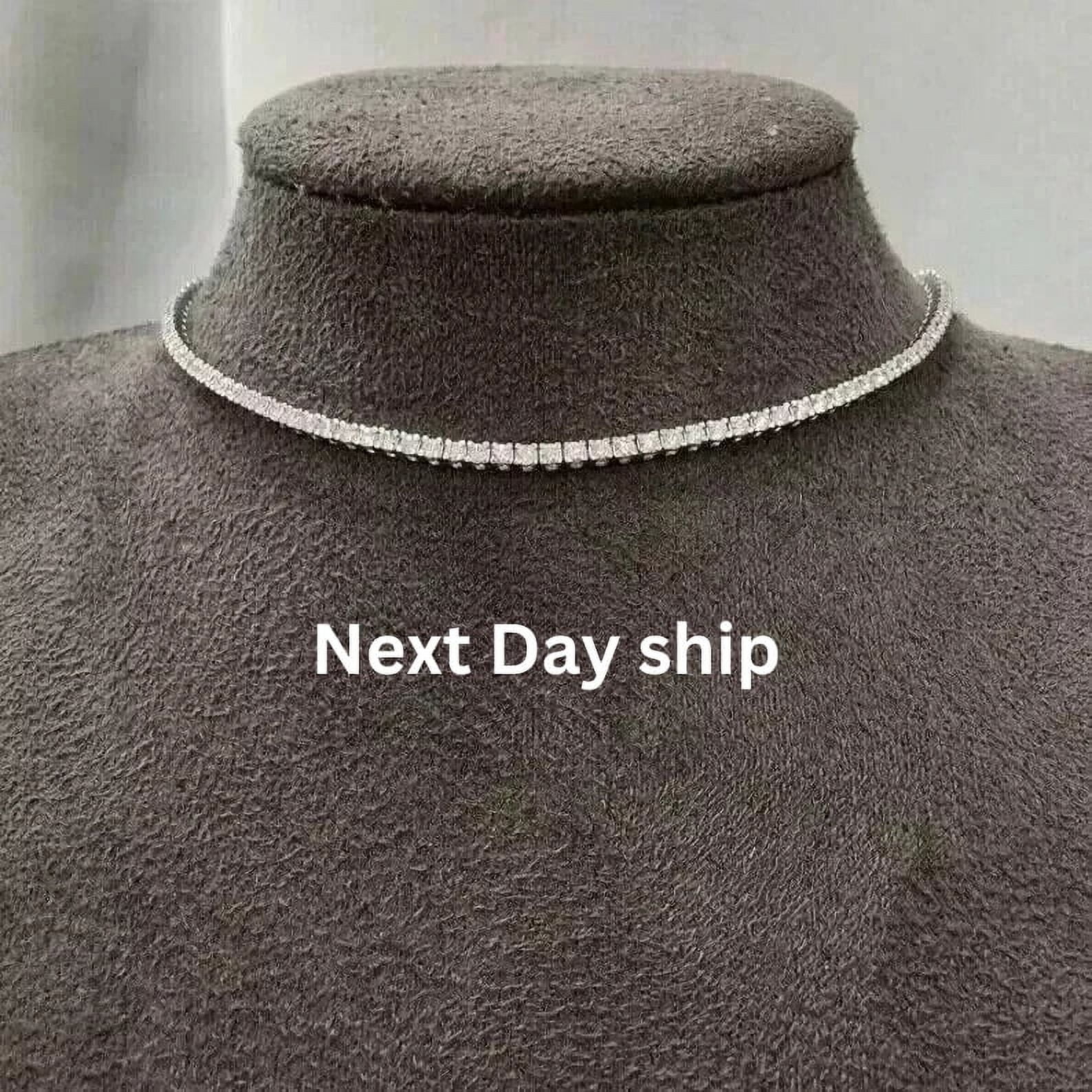 PINAKI CREATION 3MM Round Lab Created Diamond Women's Tennis Necklace 14k White Gold Plated