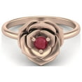 thumbnail image 1 of 3MM Round Ruby Glass Filled 925 Sterling Silver Rose Vermeil Blossom Rose Flower Solitaire Valentines Day Gifts Ring, 1 of 3