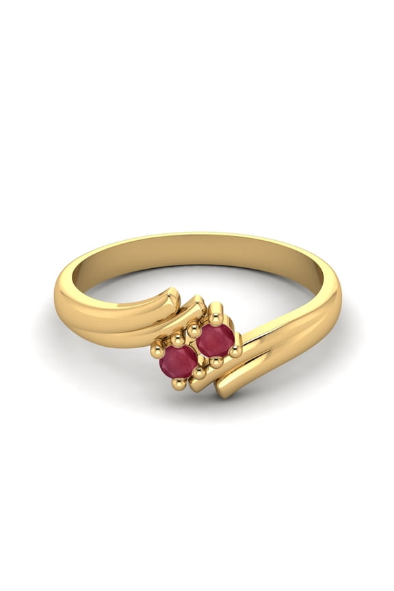 3MM Round Ruby Glass Filled Bypass Shank 925 Sterling Silver Gold Vermeil Two Stone Anniversary Valentines Day Gifts Ring