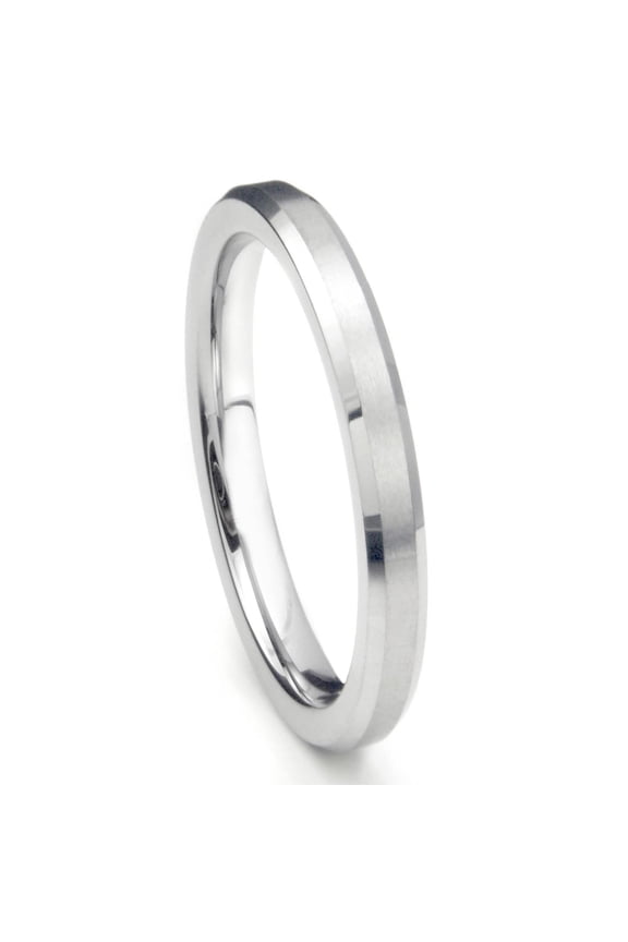 3MM Sterling Silver Brush Finish Beveled Tarnish Resistant Comfort Fit Wedding Band Ring Sz 11.5