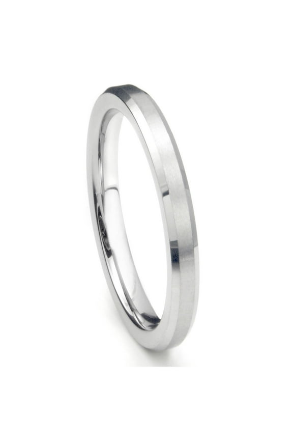 3MM Sterling Silver Brush Finish Beveled Tarnish Resistant Comfort Fit Wedding Band Ring Sz 12