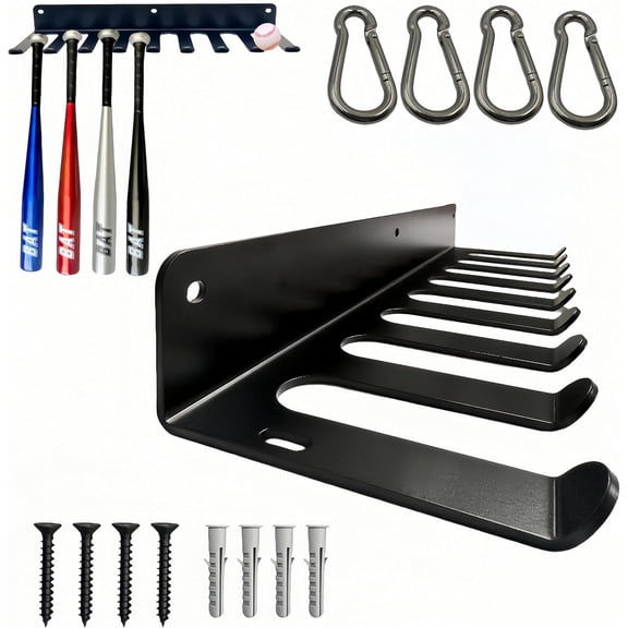 3MM Thickened Steel Wall Mount Baseball Bat Rack, Home Gym Storage Rack, 9 Prong Heavy-Duty Gym Equipment Storage Rack, Softball Bat Holder, Hanging Bat Rack Wall, Barbell Rack, Weight Room Organizer