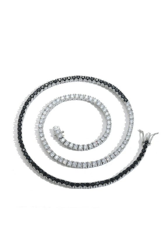 3MM White/Black Tennis Necklace for Women 18K Gold Plated Round Cut Lab Diamond Necklace Chain CZ Necklaces for Women Party Prom Gemstone Necklaces