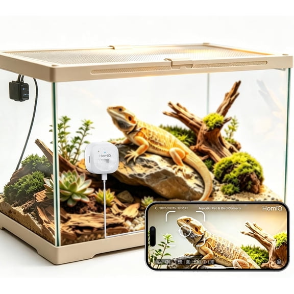 3MP 2K Aquarium Camera for Fish Tank, No Drill Terrarium Reptile with Color Night Vision, Reflection, 2.4GHz & 5GHz WiFi Pet Monitoring, 24/7 Recording Home Security
