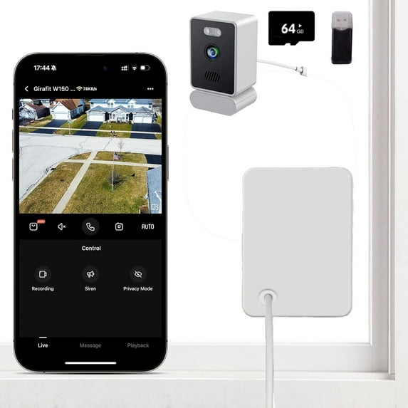 3MP 2K Window Camera,2.4GHz and 5GHz Dual Band WiFi Indoor Camera for Home Security with Starlight Night Vision,24/7 Recording,8ft Long Cable, Multiple Brackets for Easy and Quick Installation