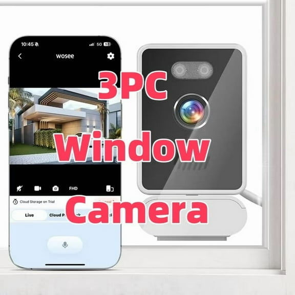 3PCs 3MP 2K Window Security Camera, Cameras for Home Security, 2.4GHz & 5GHz WiFi Indoor with Color Night Vision,Person & Motion Detection,24/7 Recording (White 2.4GHz)