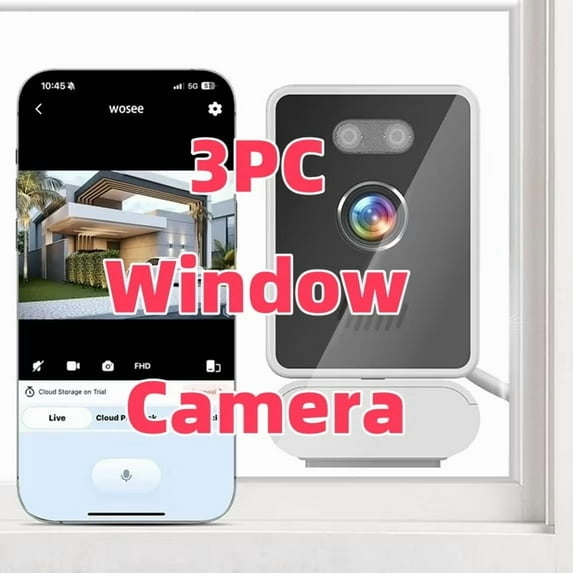 3PCs 3MP 2K Window Security Camera, Cameras for Home Security, 2.4GHz & 5GHz WiFi Indoor with Color Night Vision,Person & Motion Detection,24/7 Recording (White 2.4GHz)