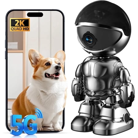 GBIUT 2K Indoor Camera, 5G/2.4Ghz WiFi Home Security Camera, Baby/Pet/Robot Camera with Phone App, Night Vision, Siren Alarm, Two-Way Talk, Motion Detection