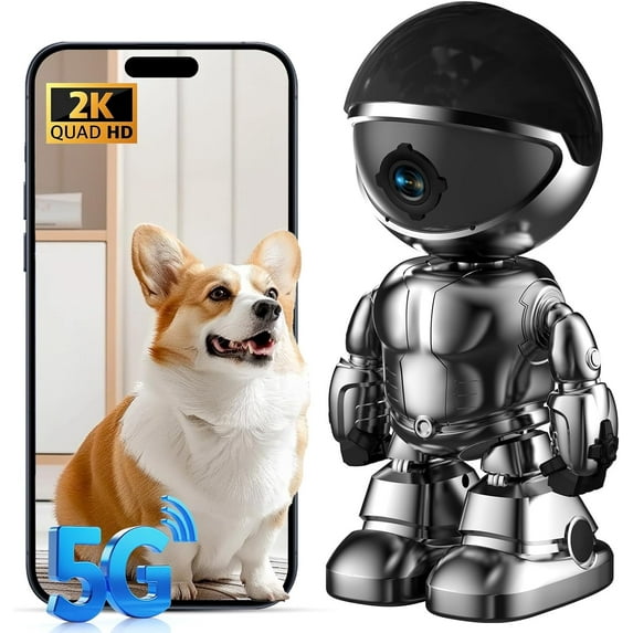 Indoor Camera 2K 5G/2.4Ghz WiFi Home Security, Baby/Pet/Robot Camera with Phone App Motion Detection, Color Night Vision, Siren Alarm, Two-Way Talk, Human Detection