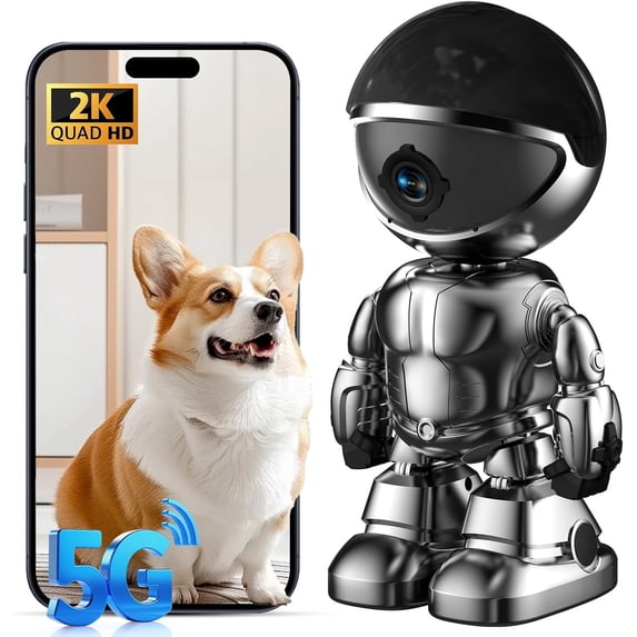 GBIUT 2K Indoor Camera, 5G/2.4Ghz WiFi Home Security Camera, Baby/Pet/Robot Camera with Phone App, Night Vision, Siren Alarm, Two-Way Talk, Motion Detection