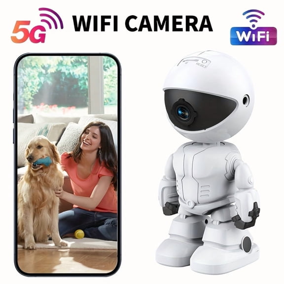 3MP HD Robot Security Camera, 360 ° Night Vision, Two-Way Audio for Pet & Home Monitoring