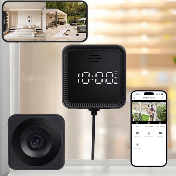 3MP Indoor Cameras for Home Security, 2K Window Camera, Fish Tank Camera for Aquarium & Reptile Terrarium, Smart Night Vision, No-Drill Window Mounted, AI Motion Alerts, 4GHz/WiFi, SD/Cloud Storage