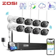 3MP Security Camera System with Audio, ZOSI 8CH Wi-Fi Security Camera System, 2K Outdoor with Color Night Vision,2TB HDD for 24/7 Recording, Smart Home Security