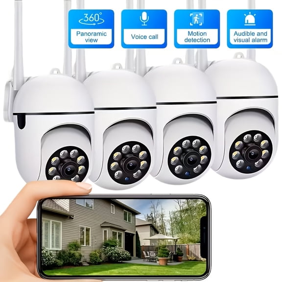 3MP Security Camera, WiFi PTZ Tracking With Night Vision & Color Display, App & Audio Alerts, USB Charging, Indoor Surveillance, Wall-Mountable Design, Security Cameras for Home, Sleek Surveillance