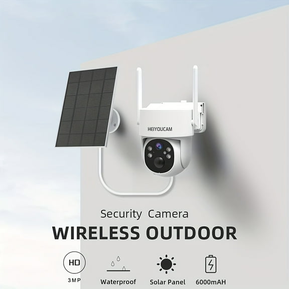 3MP Solar Security Cameras | Wireless Outdoor with 360° View, Smart Siren, Spotlights, 3MP HD Color Night Vision, AI Human Detection, 2-Way Talk, Human Tracking, Weatherproof, Wall Hanging