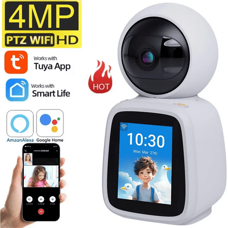 3MP WIFI Camera TUYA Monitor 360 ° Rotation With Screen Gimbal Mobile Phone Remote Video Call 2.4Gwifi Voice Detection Security For Home Shop Night Vision