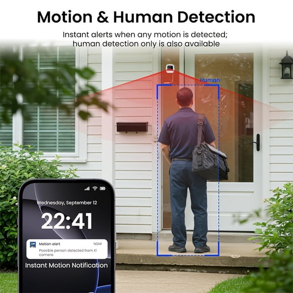 3MP WiFi Indoor Security Camera with AI Starlight Color Night Vision, Person Detection, 5GHz/2.4GHz, 24/7 Recording, Easy Install, Includes Mounting Brackets