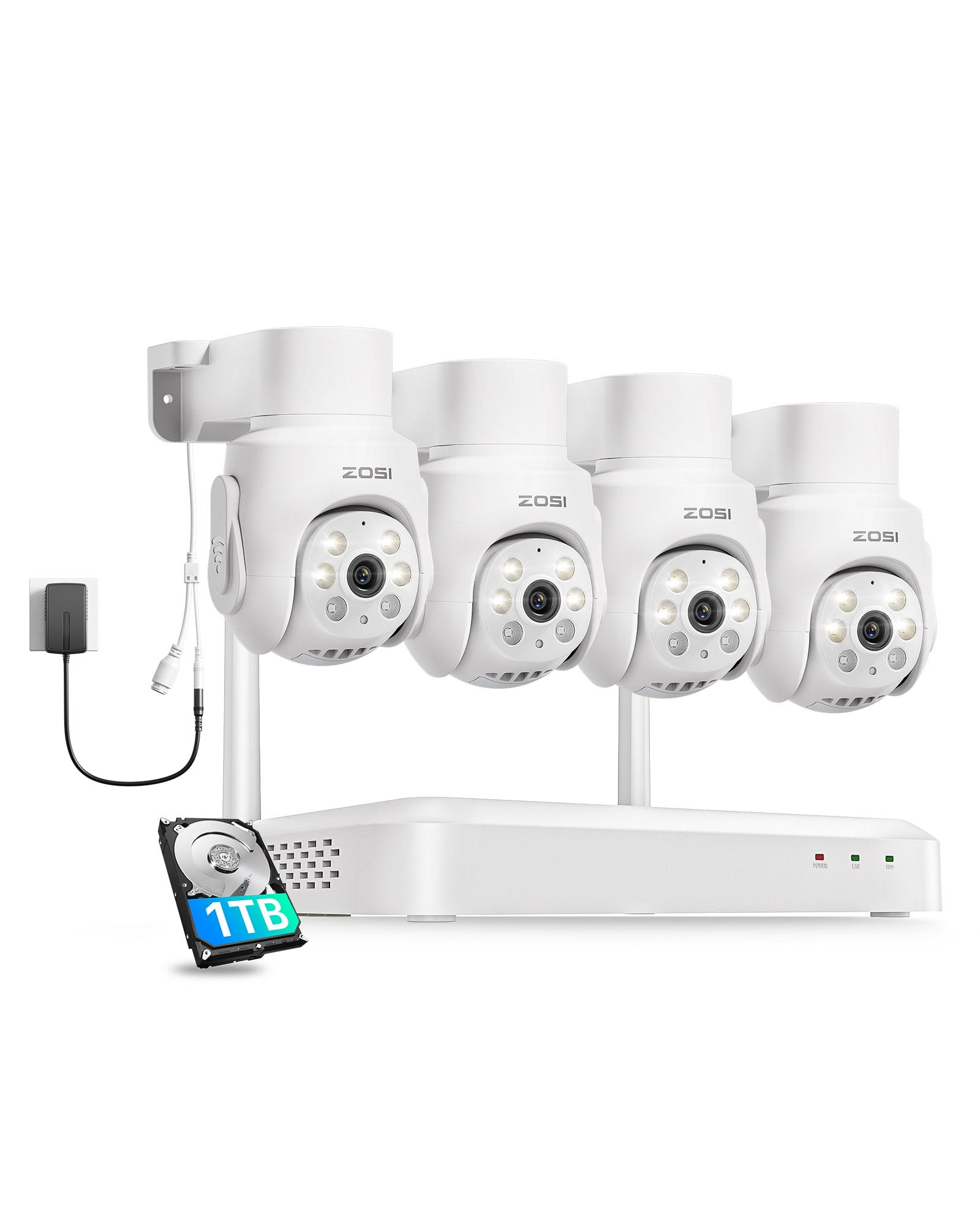 5MP WiFi Security Camera System with Audio, ZOSI 3K Wireless Security Camera System 1TB, 5MP Spotlight WiFi Security Camera Outdoor, Color Night Vision, 24/7 Recording, Home Business Security