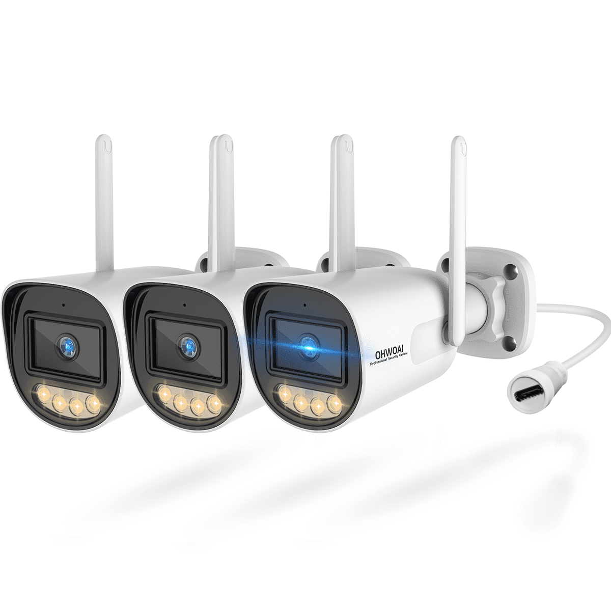 OHWOAI 2.4GHz/5GHz Wireless Outdoor Security Camera with Color Night Vision, Motion Detection, Remote Viewing WiFi Cameras ( 3-Pack)