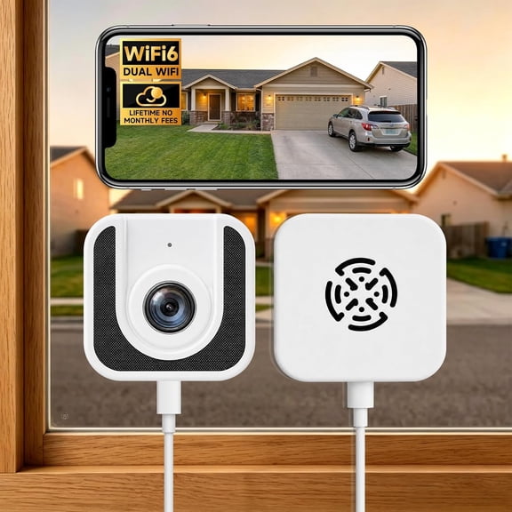 3MP Window Camera,Free Cloud Storage,2.4Ghz & 5Ghz WiFi Indoor Cameras for , Color Starlight Night Vision, Anti-Glare, AI Motion Detection, 24/7 Recording, Compatible with Alexa