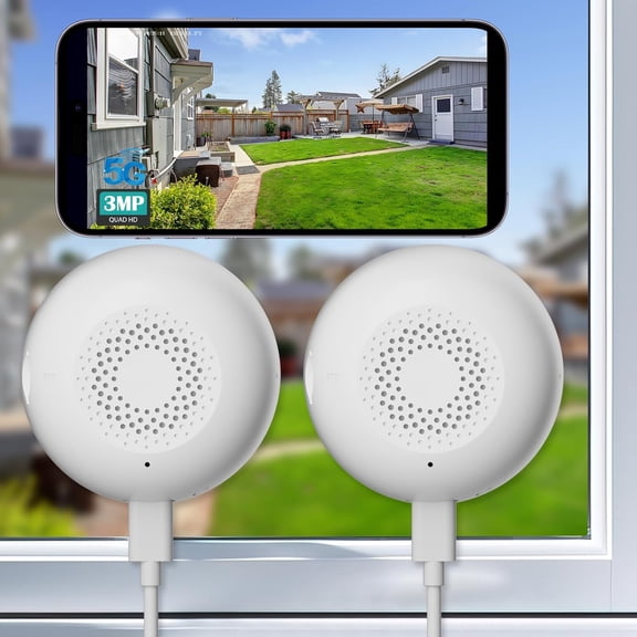 3MP Window Cameras for Home Security-2 Pack, 5G & 2.4GHz WiFi Dome Security Camera with Full Color Night Vision, Person & Motion Detection, Two-Way Audio, Alexa, 24/7 Recording, Easy Install