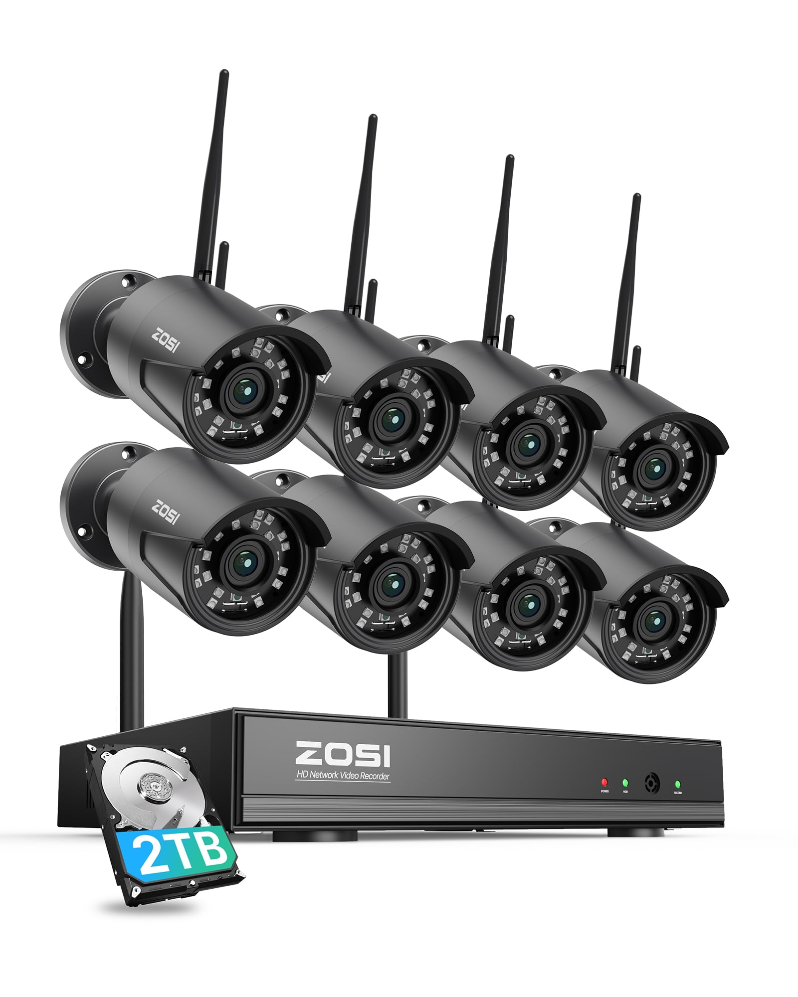 3MP Wireless Security Camera System, ZOSI H.265+ WiFi Security Camera