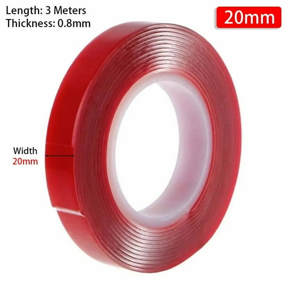 3Meters/Roll New For Car Phone Tablet LCD Screen Glass Strong Self Adhesive 6-50mm Width Acrylic PET Red Film Fixed Pasted Tapes Double Sided Tape Sticker Tape 20MM