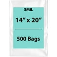 thumbnail image 1 of 3Mil Clear Flat Open Top Poly Bags LDPE Packaging - 14"X20" & (500 Bags), 1 of 7