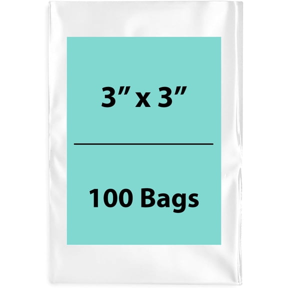 3Mil Clear Flat Open Top Poly Bags LDPE Packaging - 3"X3" & (100 Bags)