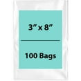 thumbnail image 1 of 3Mil Clear Flat Open Top Poly Bags LDPE Packaging - 3"X8" & (100 Bags), 1 of 7