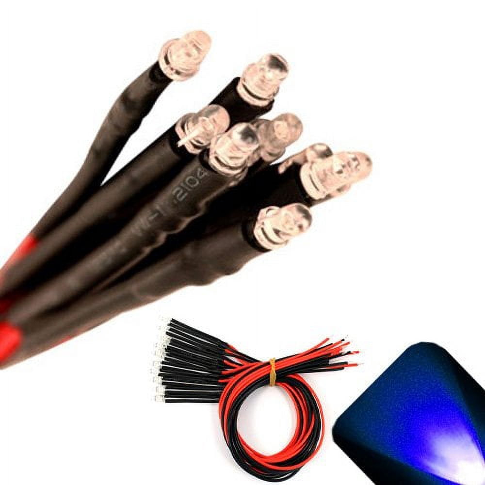 100pcs 3mm Yellow Flicker LED Lights – 12V Pre-Wired Water Clear Candle Bulbs (20CM Lead) - View #6