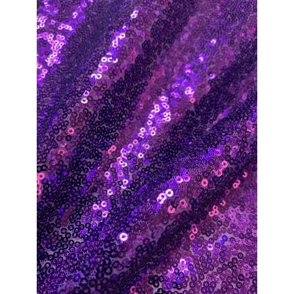 Burlap Fabric 3mm Mini Sequin Fabric by the Yard, Purple, 60 in Wide Polyester Mesh