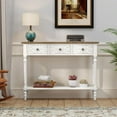 thumbnail image 1 of 3More Entryway Console Table with 3 Drawers,42" Carved Hallway Table with Open Shelf,Long Sofa Table for Living Room, Hallway, Behind Couch,White, 1 of 8