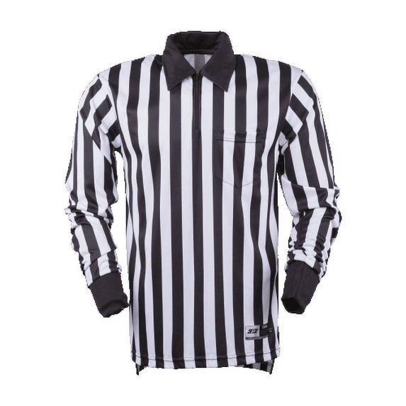 3N2 7006-L Referee Shirt Long Sleeve Football, Black And White - Large