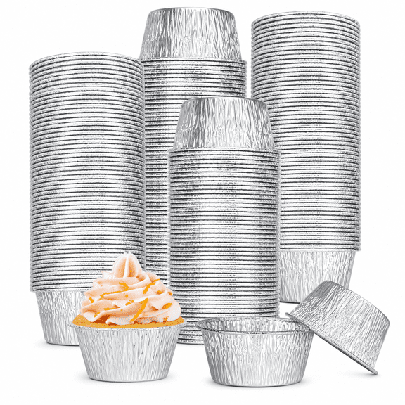 3OZ Aluminum Foil Baking Cups, Disposable Ramekin Cupcake Liners for Baking