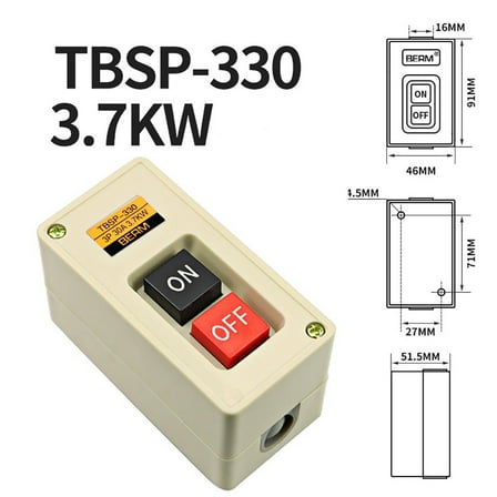 3P 3 Phase 30A 3.7Kw Maintained On/Off Power Pushbutton Switch Tbsp-330