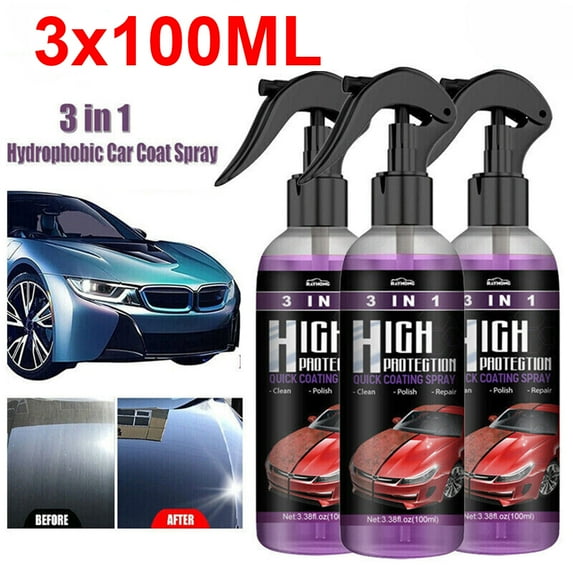 3P 3 in 1 Ceramic Coating Spray 100ml Hydrophobic Quick Coat for Superior Car Paint Protection