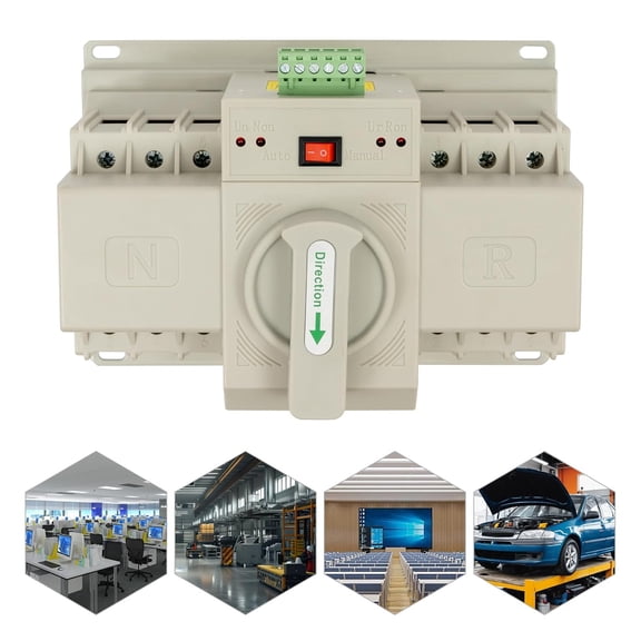 3P 63A Automatic Transfer Switch 110V Dual Power Generator Changeover Switch Mini Circuit Breaker Self Cast Conversion 50HZ/60HZ Electronic Power Circuit Breaker Controller