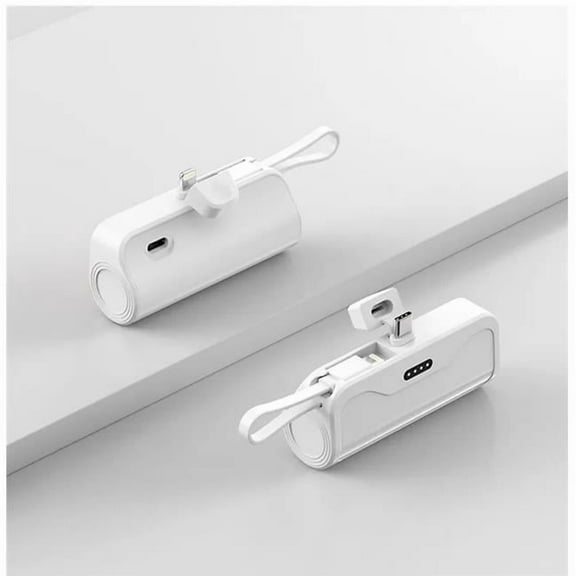 3P Experts 3PX-KEYCNPB-WHT Power Key - Keychain 2 in 1 Power Bank with Dual Charging Cord, White