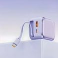 thumbnail image 1 of 3P Power Charger Multi-port Charging Head with Built-in Retractable Data Cable - Purple, 1 of 5
