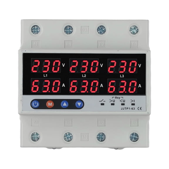 3P Protector Digital Voltage Current Display Adjustable Voltage Protective Device With Automatic Phase Switching Function