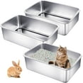 3P Stainless Steel Cat Litter Boxes Extra Large Metal Litter Boxes