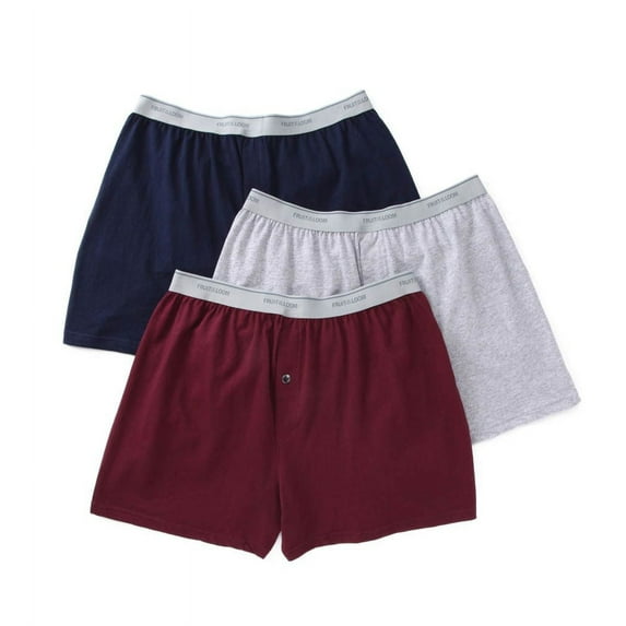 3P722 Mens Core Cotton Assort Knit Boxers- 3 Pack