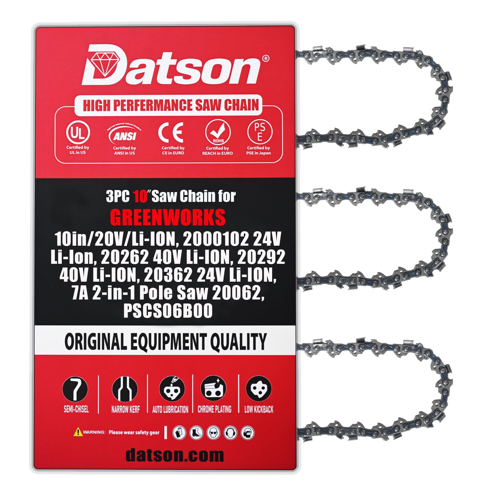 3PACK,10 Inch Chainsaw Chain 3/8