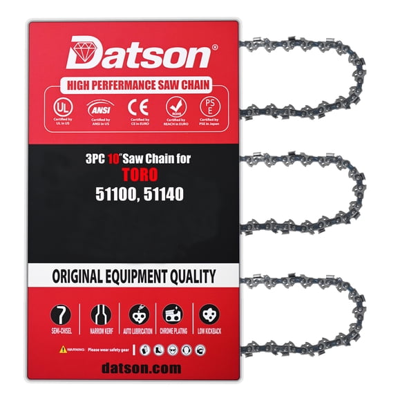 3PACK,10 Inch Chainsaw Chain 3/8" LP Pitch .050" Gauge 40 Drive Links Pole Saw Fits FOR TORO: 51100, 51140